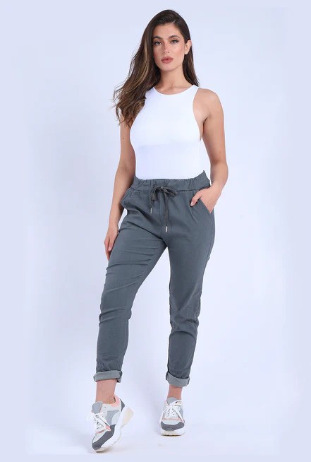 Women Plain Italian Magic Pant Summer&nbsp;Trousers